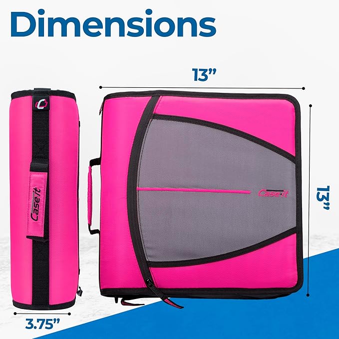 Case-it Mighty Zip Tab School Zipper Binder | 3-Inch O-Rings, 600-Sheet Capacity - Image 5