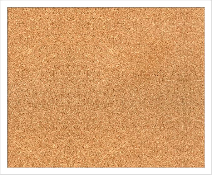 Amanti Art Natural Cork Board for Wall, 19x23 Vision Board with White Frame, Medium Corkboard Office Decor for Home Organization, Modern Corkboard Pinboard to Display Items for Home Organization in-DeskLoop Office