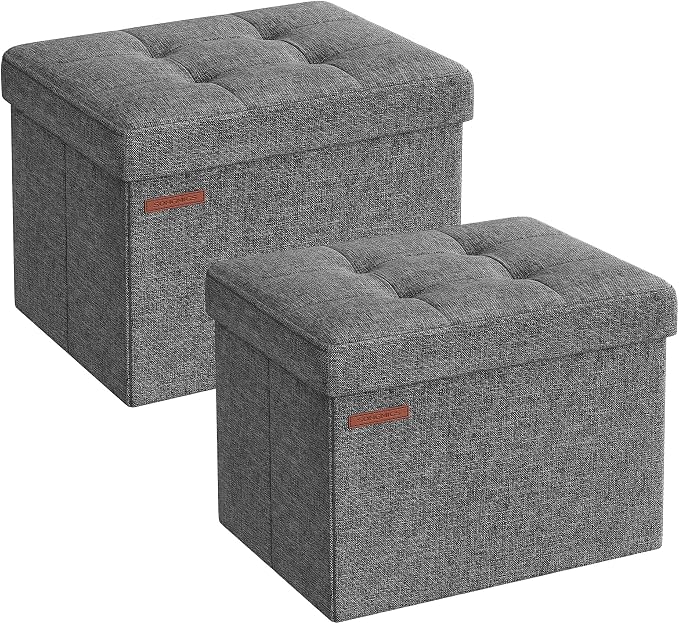 SONGMICS Small Folding Storage Ottoman, Foot Rest Stool, Cube Footrest by Unknown