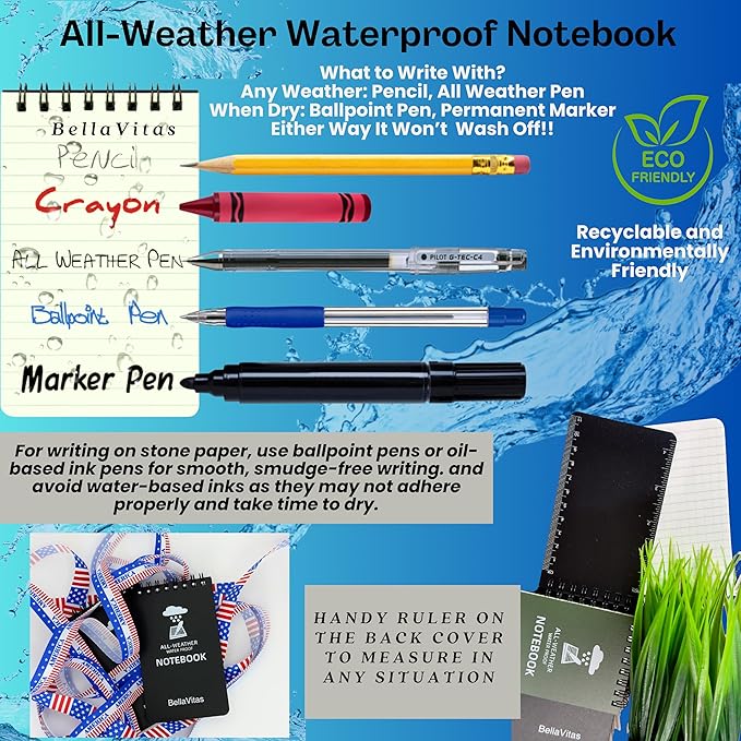 Waterproof 3x5 Notebook Pocket Notebook Small Spiral Notebooks Pocket Notepad Small Notepad 3x5 Pocket Notepad Police Notepad Tactical Notebook and All-Weather pen 4 Pack Multi-DeskLoop Office