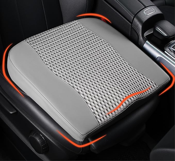 Car Seat Cushion, Comfort Memory Foam Car Cushions for Driving - Sciatica & Lower Back Pain Relief, Driver Seat Pillow for Auto, Office Chair, Wheelchair - 4D Mesh Gray-DeskLoop Office