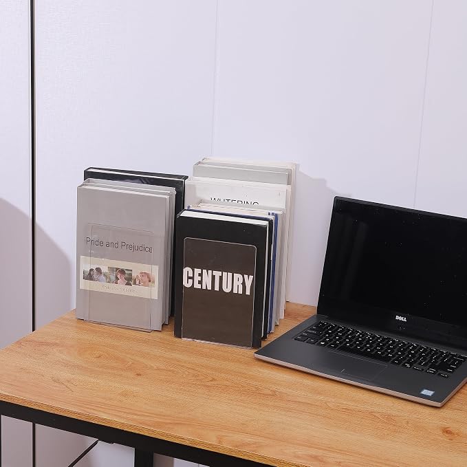 4pcs Clear Book Ends for Heavy Books, Acrylic Book Shelf Organizer for Desk - Image 4