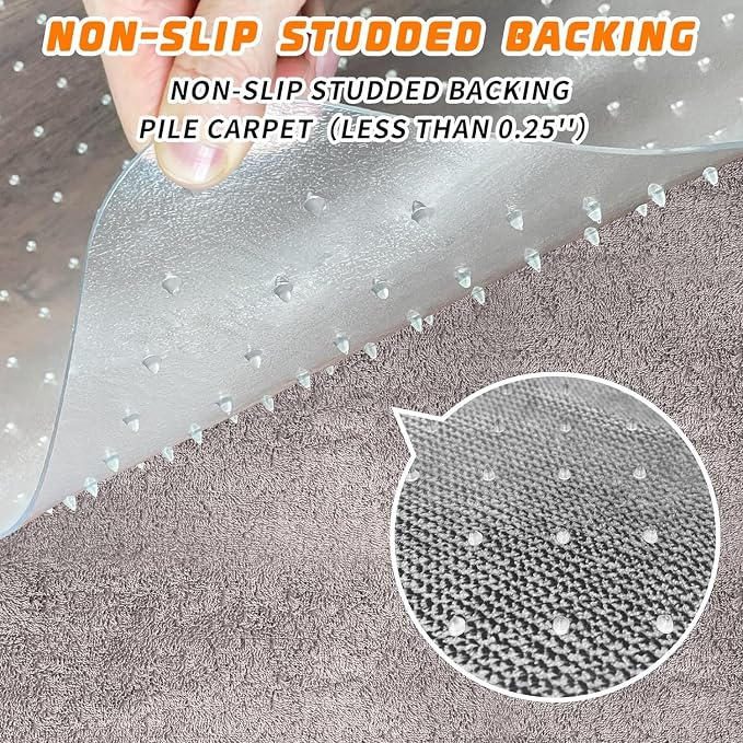 Office Chair Mat for Carpet Floors, Desk Mats 47"X59" for Rolling Desk on Low - Image 3