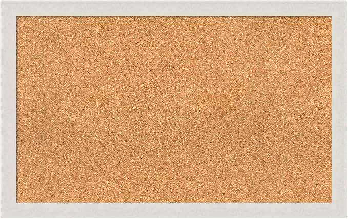 Amanti Art Natural Cork Board for Wall, 27x43 Vision Board with White Frame, Large Corkboard Office Decor for Home Organization, Country Rustic Corkboard Pinboard to Display Items for Home-DeskLoop Office