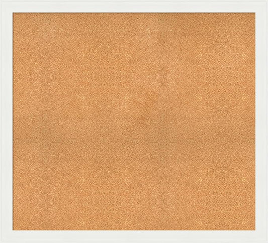 Amanti Art Natural Cork Board for Wall, 39x43 Vision Board with White Frame, Oversize Corkboard Office Decor for Home Organization, Casual Corkboard Pinboard to Display Items for Home Organization in-DeskLoop Office