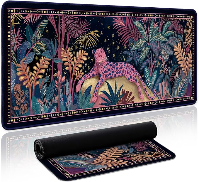 Aesthetic Desk Mat, Cute Midnight Jungle Desk Pad Protector by Zotia
