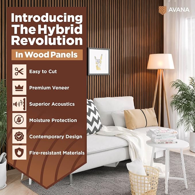 Avana Acoustic Wood Wall Panels – 94.4 X 12.6 Inch Walnut Acoustic Panels 1 PC - Image 2