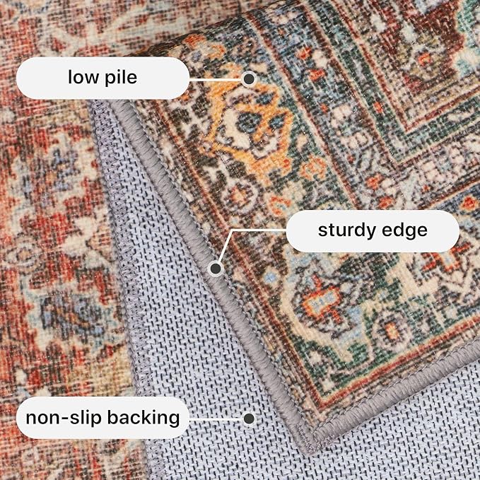 GENIMO 2x10 Runner Rugs for Hallway, Machine Washable Non Slip Vintage Rugs - Image 5
