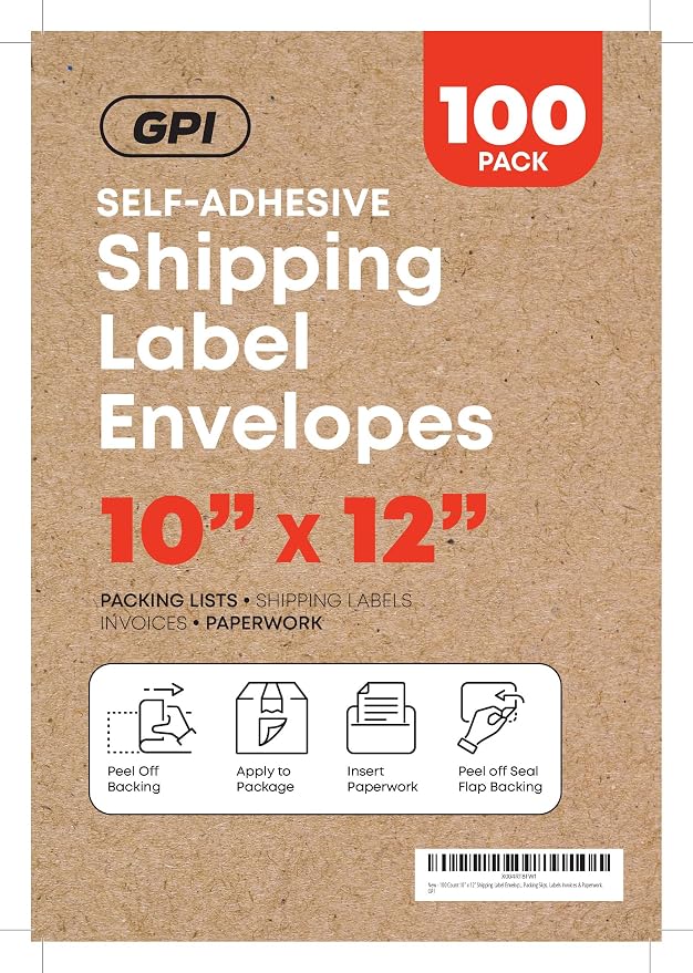 1000 Count 10" x 12" Shipping Label Envelopes, Top Loading - Image 2