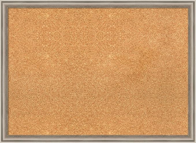 Amanti Art Natural Cork Board for Wall, 22x30 Vision Board with Silver Wood Frame, Medium Corkboard Office Decor for Home Organization, Casual Corkboard Pinboard to display items for home organization-DeskLoop Office