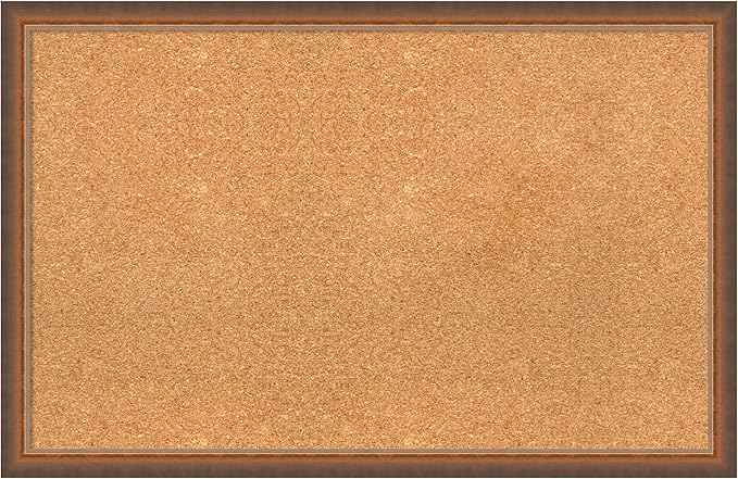 Amanti Art Natural Cork Board for Wall, 22x34 Vision Board with Bronze Frame, Large Corkboard Office Decor for Home Organization, Modern Corkboard Pinboard to Display Items for Home Organization in-DeskLoop Office
