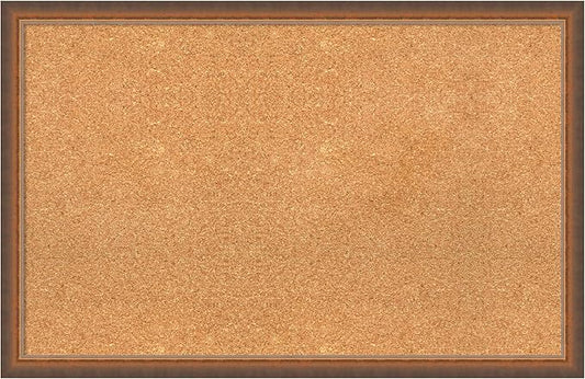 Amanti Art Natural Cork Board for Wall, 22x34 Vision Board with Bronze Frame, Large Corkboard Office Decor for Home Organization, Modern Corkboard Pinboard to Display Items for Home Organization in-DeskLoop Office