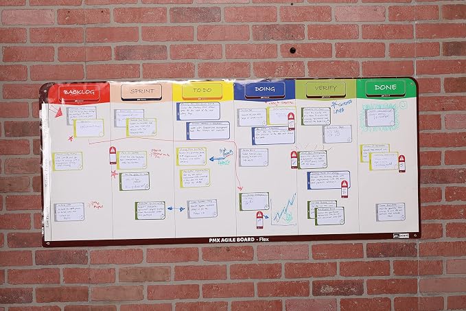 PMXBOARD 6 Column Magnetic Kanban Board, Scrum Board Flex Whiteboard Kit. Agile - Image 7