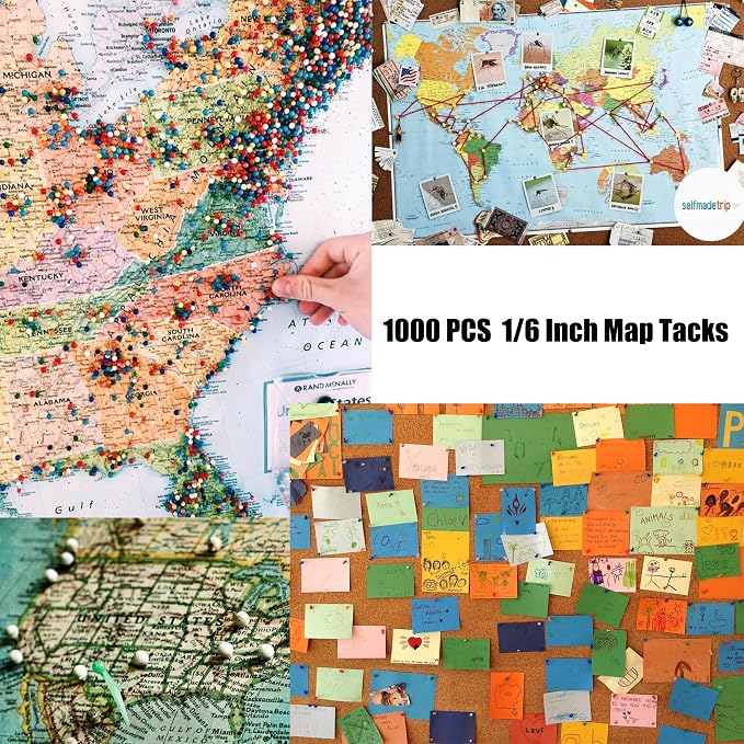 1000 PCS Push Pins Map Tacks, 15 Assorted Colors - Image 8