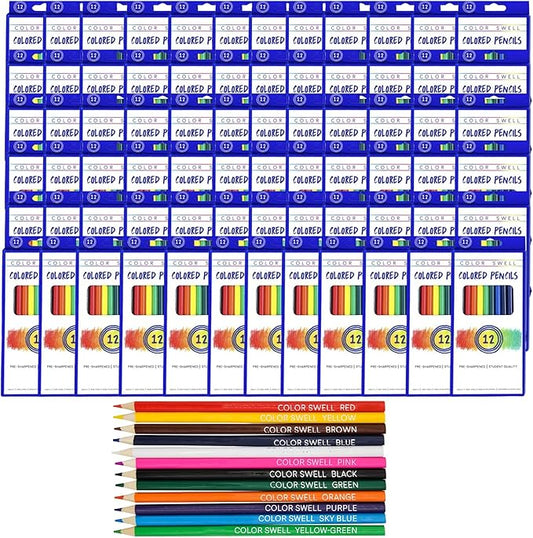 Color Swell Bulk Colored Pencil Packs 60 Sets 12 Count Assorted Vibrant Pre-Sharpened Colors 720 Total Perfect for Kids, Teachers and Classrooms-DeskLoop Office
