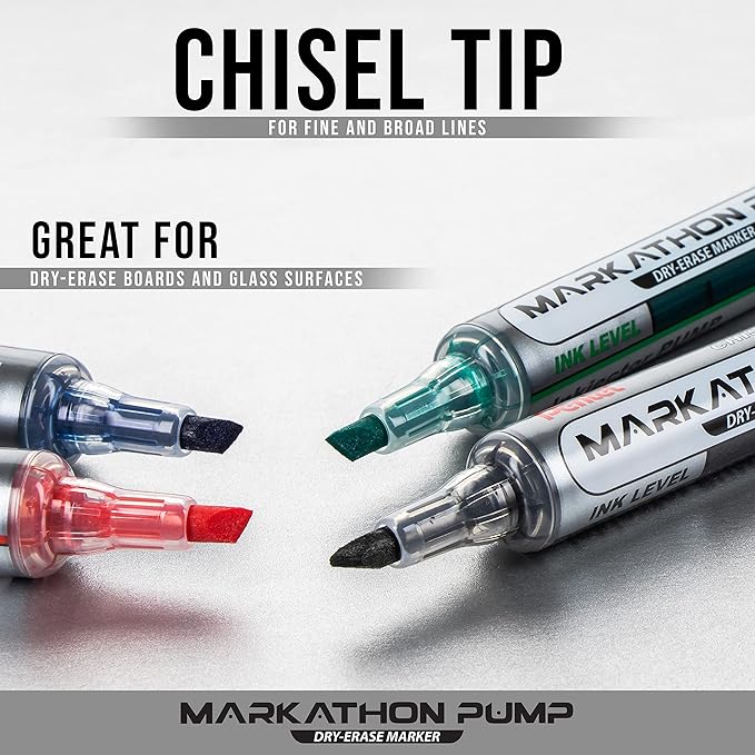 Pentel Markathon Pump Dry Erase Marker, Chisel Tip, 12 Pack - Image 3
