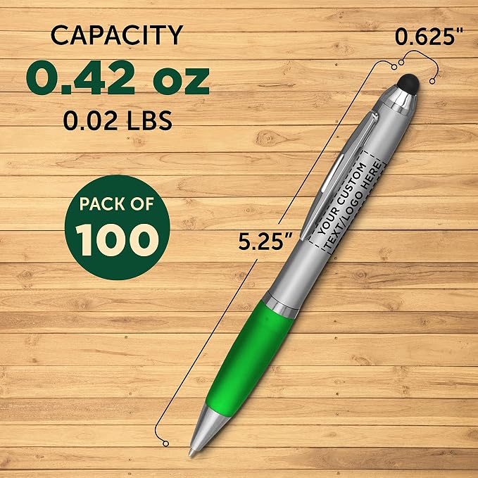 DISCOUNT PROMOS Custom Stylus Ballpoint Pens Set of 100, Personalized Bulk Pack - Image 5
