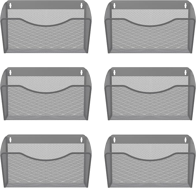 EasyPAG 6 Single Pocket Wall File Organizer, Mesh Hanging File Folder Organizer by EasyPAG