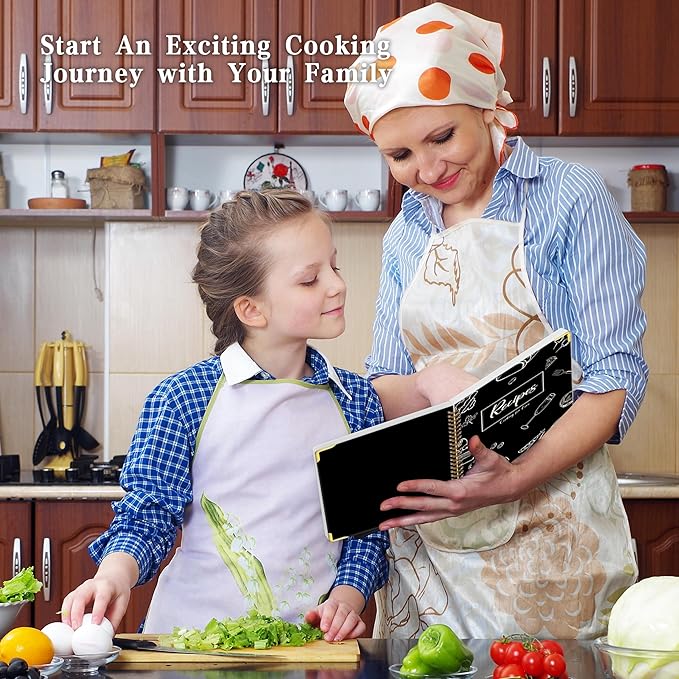 GOLDPEI Blank Recipe Book to Write in Your Own Recipes, Blank Cookbook with 175 Pages for Family Cooking Lover, Recipe Notebook with Tab Sticker Sheets, Recipe Journal, Hardcover, 7.5" x 9.5"-DeskLoop Office