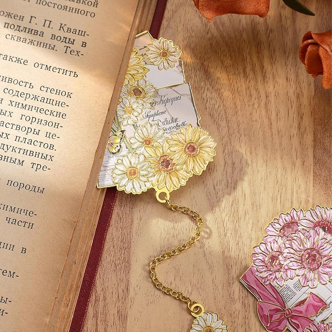 4 Pieces Metal Bookmark, Hollow Flower Book Mark - Image 5