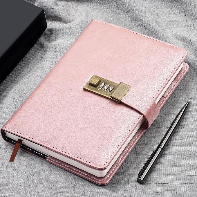 WEMATE Diary with Lock, A5 PU Leather Journal with Lock 240 Pages, Vintage - Image 5