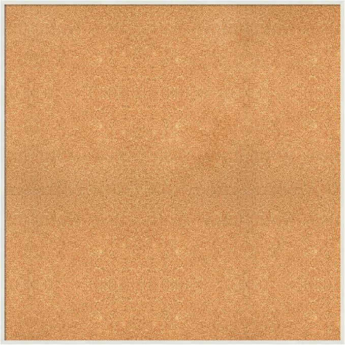 Amanti Art Natural Cork Board for Wall, 35x35 Vision Board with White Frame, Oversize Corkboard Office Decor for Home Organization, Modern Corkboard Pinboard to Display Items for Home Organization in-DeskLoop Office