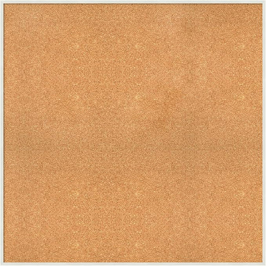 Amanti Art Natural Cork Board for Wall, 35x35 Vision Board with White Frame, Oversize Corkboard Office Decor for Home Organization, Modern Corkboard Pinboard to Display Items for Home Organization in-DeskLoop Office