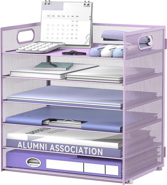 Daltack 6 Tier Paper Organizer for Desk, Paper Letter Tray Organizer for Desks by DALTACK