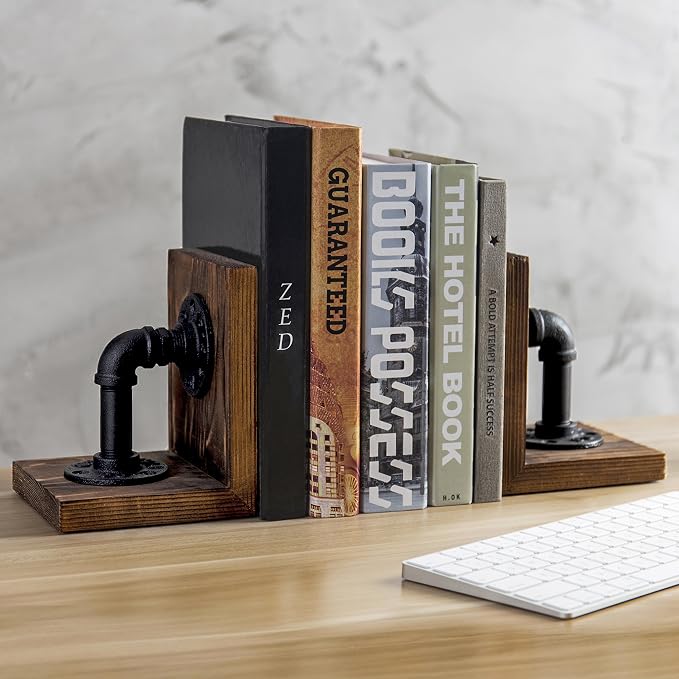 MyGift Book Ends, Decorative Bookends, Heavy Duty Book Holders - Image 7