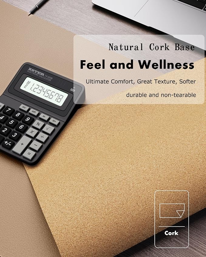 YSAGi Double-Sided Desk Pad, Leather Desk Mat, Eco Cork Desk Pad Protector - Image 3