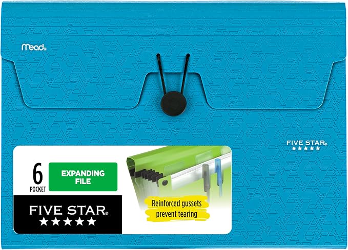 Five Star Expanding File Organizer, 6-Pocket Accordian File Organizer, Bungee by FiveStar