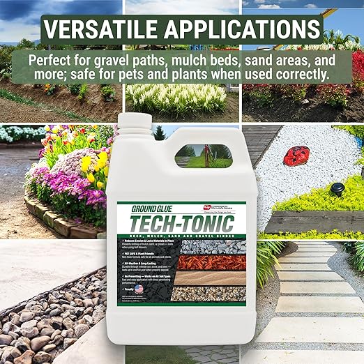 Ground Glue Tech-Tonic Landscape Adhesive for Rock, Mulch, and Sand, Weatherproof Long-Lasting Stabilizer for Trails & Slopes, Pet-Safe Binder for Pea Gravel, Bark & Flower Beds, 32 Fl. Oz.-DeskLoop Office