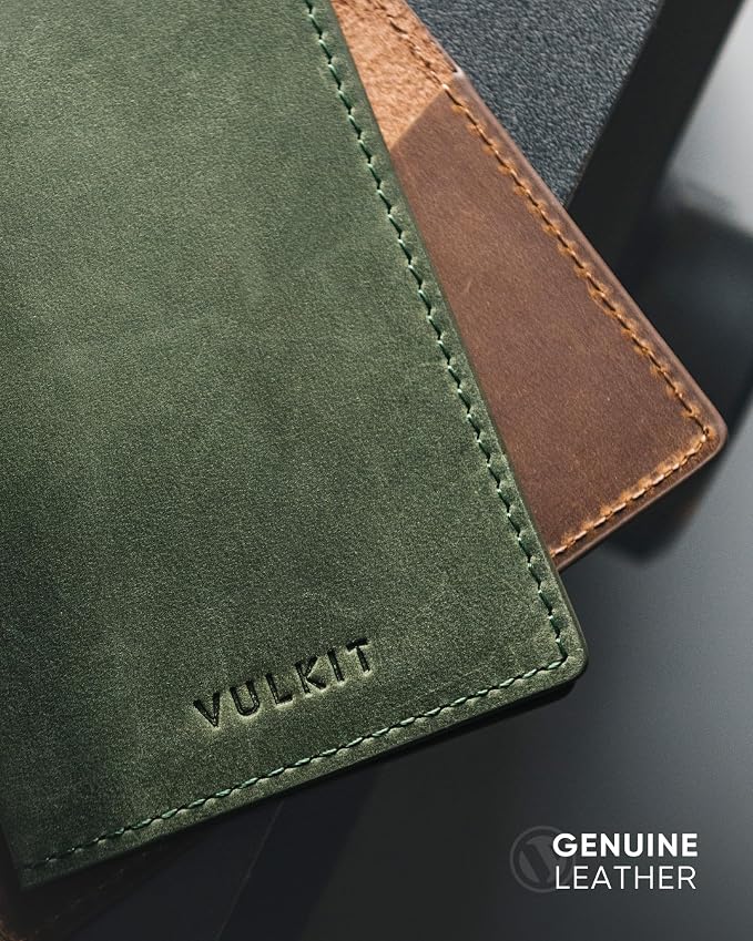 VULKIT Genuine Leather Business Card Holder 2 Sided Slim Business Name Card - Image 2