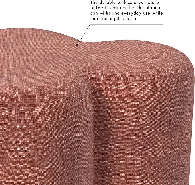 HomePop Upholstered Clover Shaped Ottoman Home Décor|Foot Rest Ottoman - Pink Chenille-DeskLoop Office