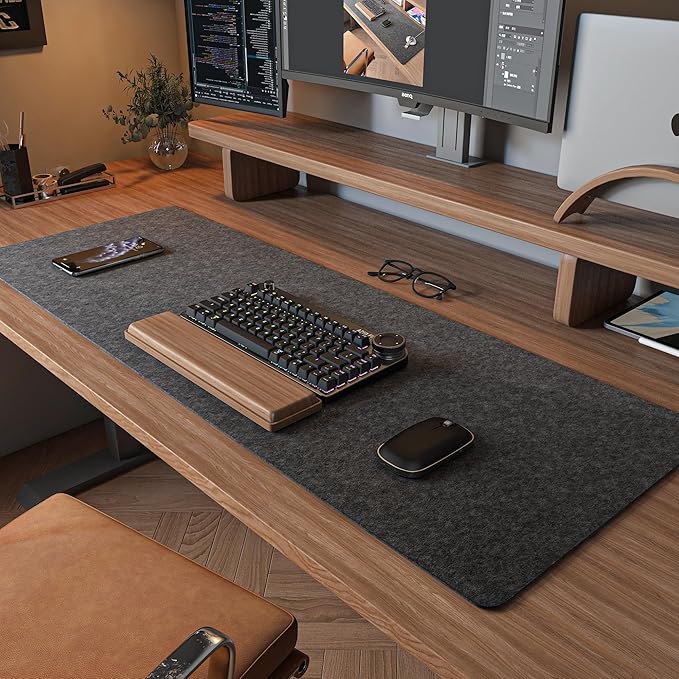 Felt Desk Mat | Computer Mat for Desk | Large Felt Mouse Pad and Keyboard Mat | by PremiumDeskPadatDawnTrees