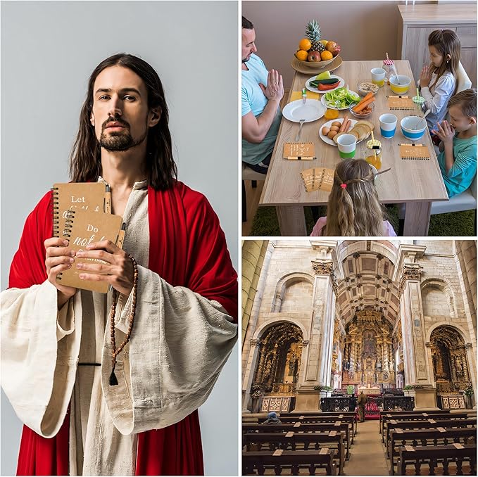 Christian Prayer Journal Spiral Notebooks Bulk with Pens - Small Notepads (4.13”x5.43”) - inspirational Gifts for Women men,Church Members & Bible Study Groups (30 sets Brown)-DeskLoop Office