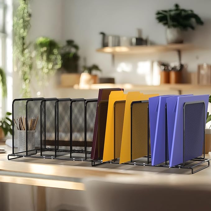 Simple Houseware 5 Section Upright File Sorter Organizer - Image 4