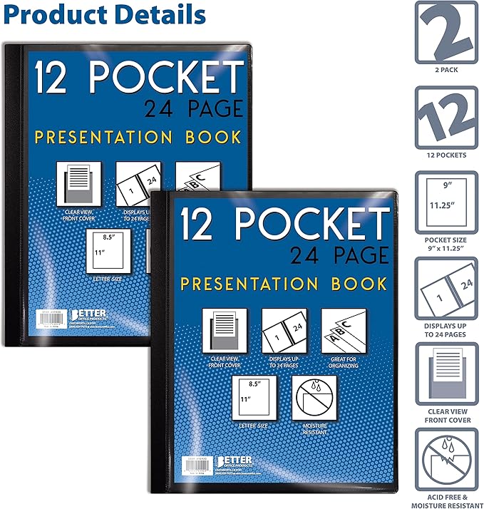 Better Office Products 12 Pocket Bound Presentation Book, 24 Sheet Protector - Image 3
