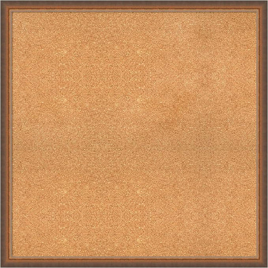 Amanti Art Natural Cork Board for Wall, 32x32 Vision Board with Bronze Frame, Large Corkboard Office Decor for Home Organization, Modern Corkboard Pinboard to Display Items for Home Organization in-DeskLoop Office