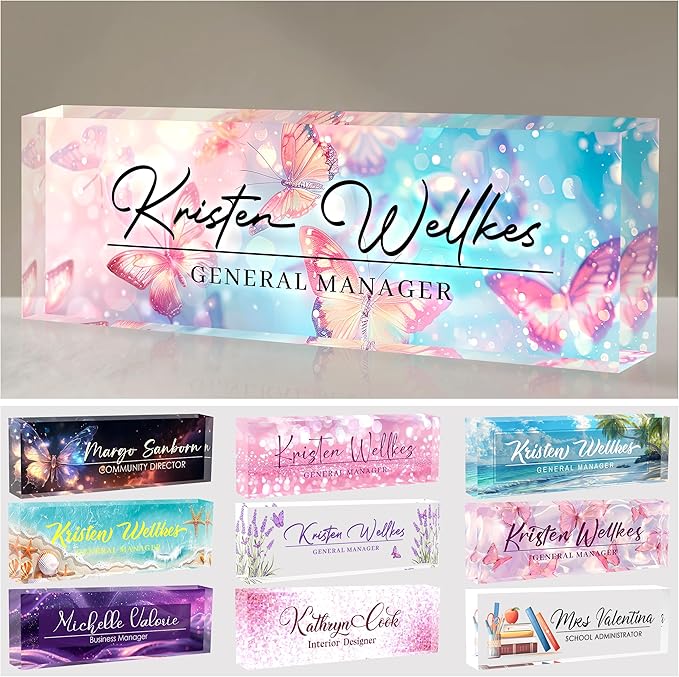 Acrylic Desk Name Plate Personalized, Office Desk Decor, Employee Appreciation by AeekdookWoodenPuzzles