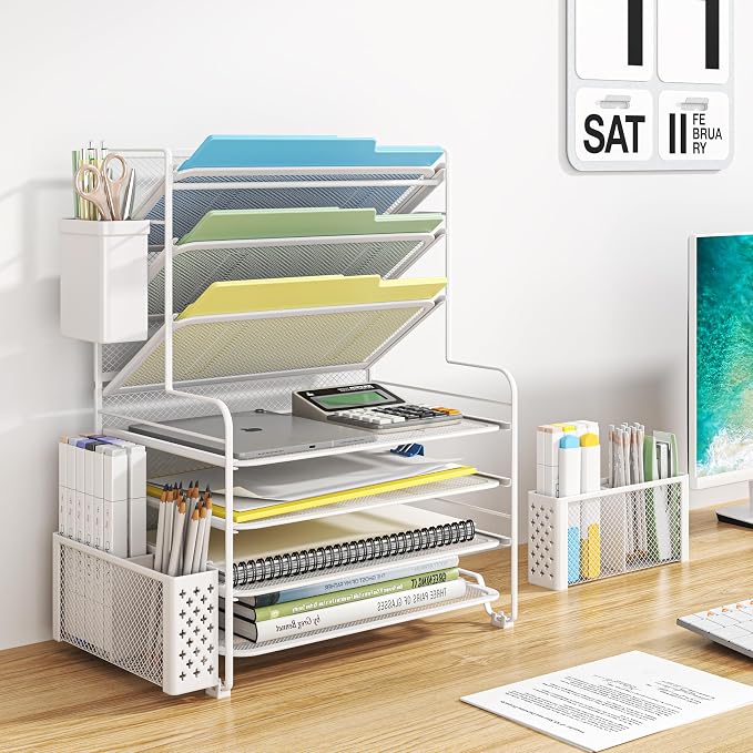 Simple Trending 7 Tier Desk File Organizer, Letter Tray Paper Organizer - Image 2