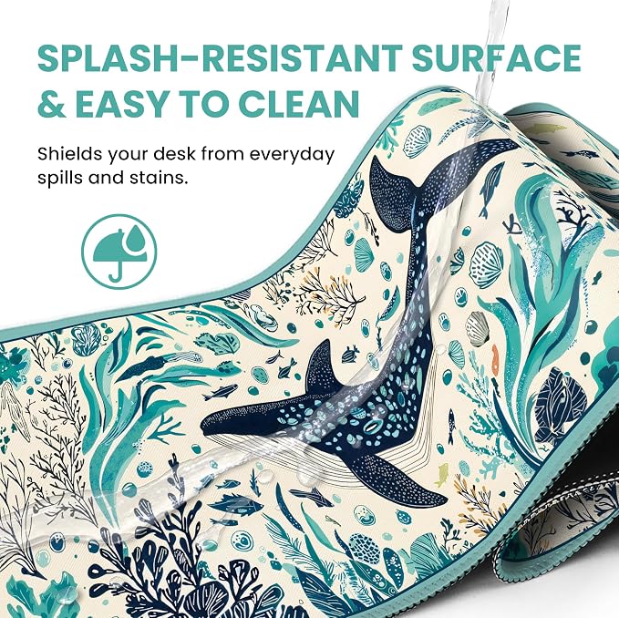 Aesthetic Desk Mat, Cute Drifting Whales Desk Pad Protector - Image 5