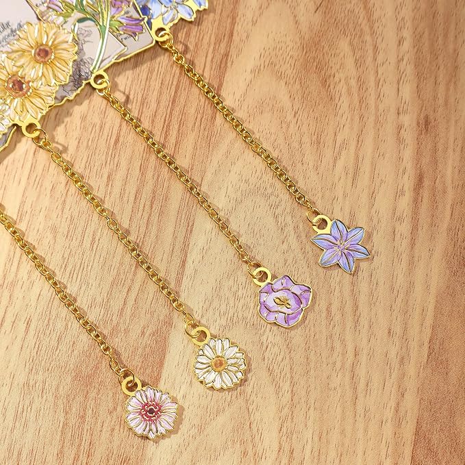 4 Pieces Metal Bookmark, Hollow Flower Book Mark - Image 6