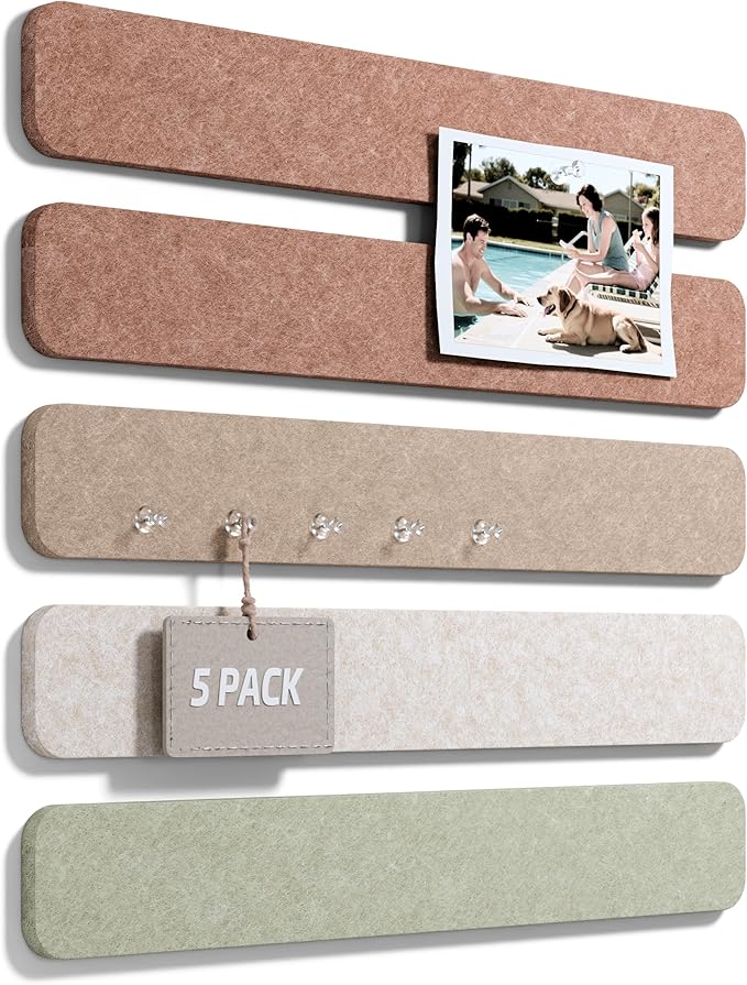 Fluxynara Cork Board Alternative Felt Strip Board 5-Pack 13"x2", Office Pin by FLUXYNARA