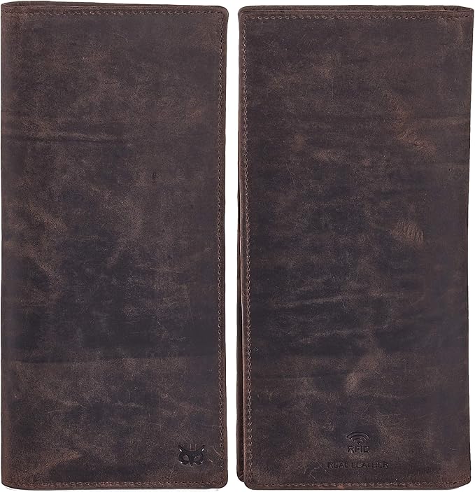 Long Wallet for Men Women Real Leather Bifold RFID Stylish Slim Handmade 2 ID - Image 5