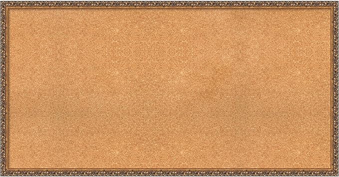 Amanti Art Natural Cork Board for Wall, 26x50 Vision Board with Bronze Frame, Oversize Corkboard Office Decor for Home Organization, Traditional Corkboard Pinboard to Display Items for Home-DeskLoop Office