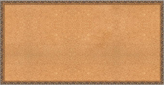 Amanti Art Natural Cork Board for Wall, 26x50 Vision Board with Bronze Frame, Oversize Corkboard Office Decor for Home Organization, Traditional Corkboard Pinboard to Display Items for Home-DeskLoop Office