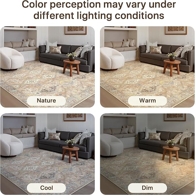GENIMO 5x7 Area Rugs for Living Room, Machine Washable Non Slip Vintage Rugs - Image 7