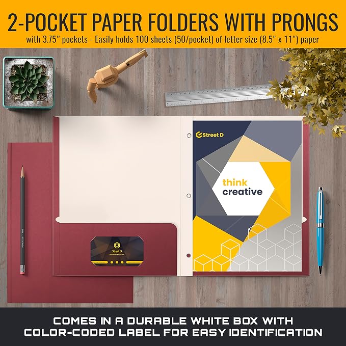 Better Office Products Burgundy Paper 2 Pocket Folders - Image 2