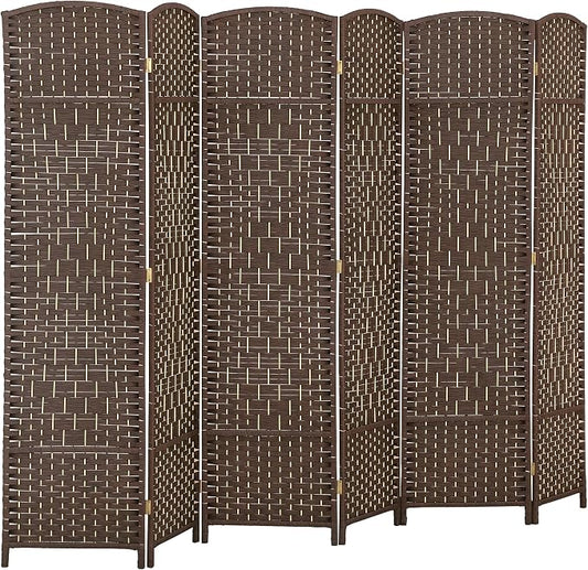 HOMCOM 6 Panel Room Divider, Hand-Woven Freestanding Wall Partition by HOMCOM